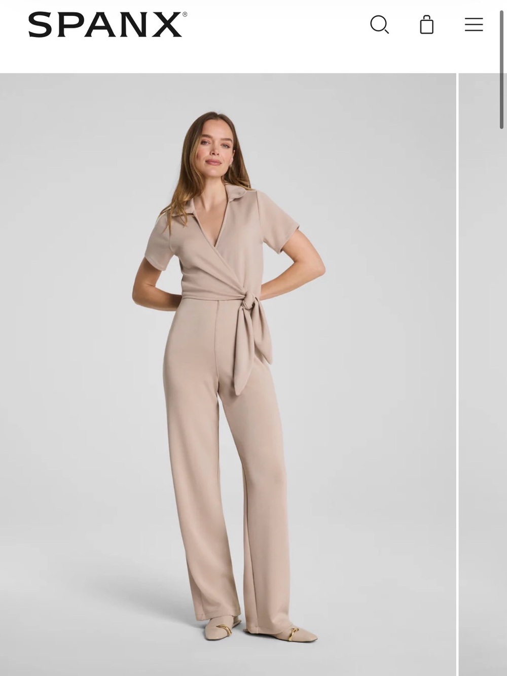 SPANX Collared Tie-Waist Jumpsuit S Tall NWT - Picture 1 of 4